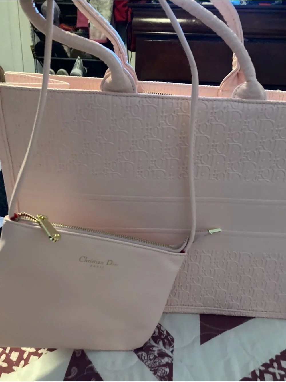 Women’s Pink Tote with Red Lining 2 PC